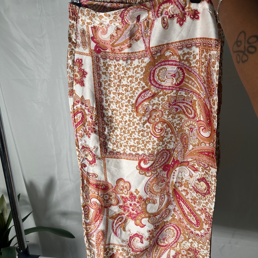 Paisley Print Skirt in Pink and Brown